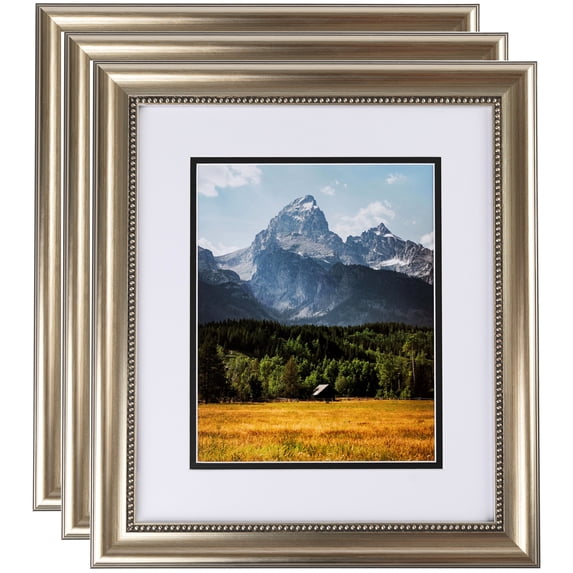 ArtToFrames 12" x 12" Regency Silver Picture Frame, 12x12 inch Silver Wood Poster Frame (WOM-5023), 3 Pack