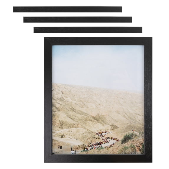 ArtToFrames 12" x 12" Woodgrain Black Shadowbox 1.5 inch Tall Picture Frame, 12x12 inch Black Wood Poster Frame (WOM-5139), 4 Pack