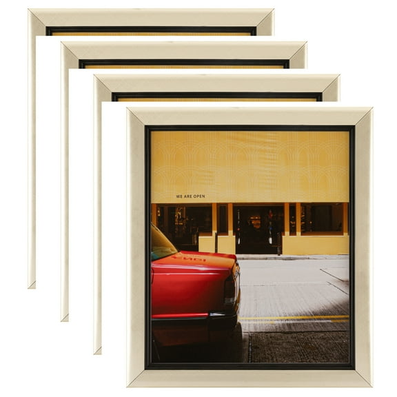 ArtToFrames 12" x 14" Silver with Black Lip Picture Frame, 12x14 inch Multi Wood Poster Frame (WOM-5193), 4 Pack