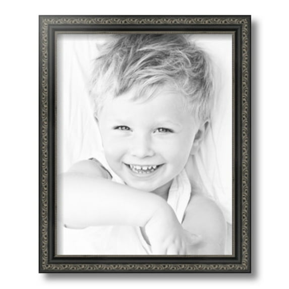ArtToFrames 12" x 15" Antique Black Picture Frame, 12x15 inch Black Wood Poster Frame (WOM-5106)
