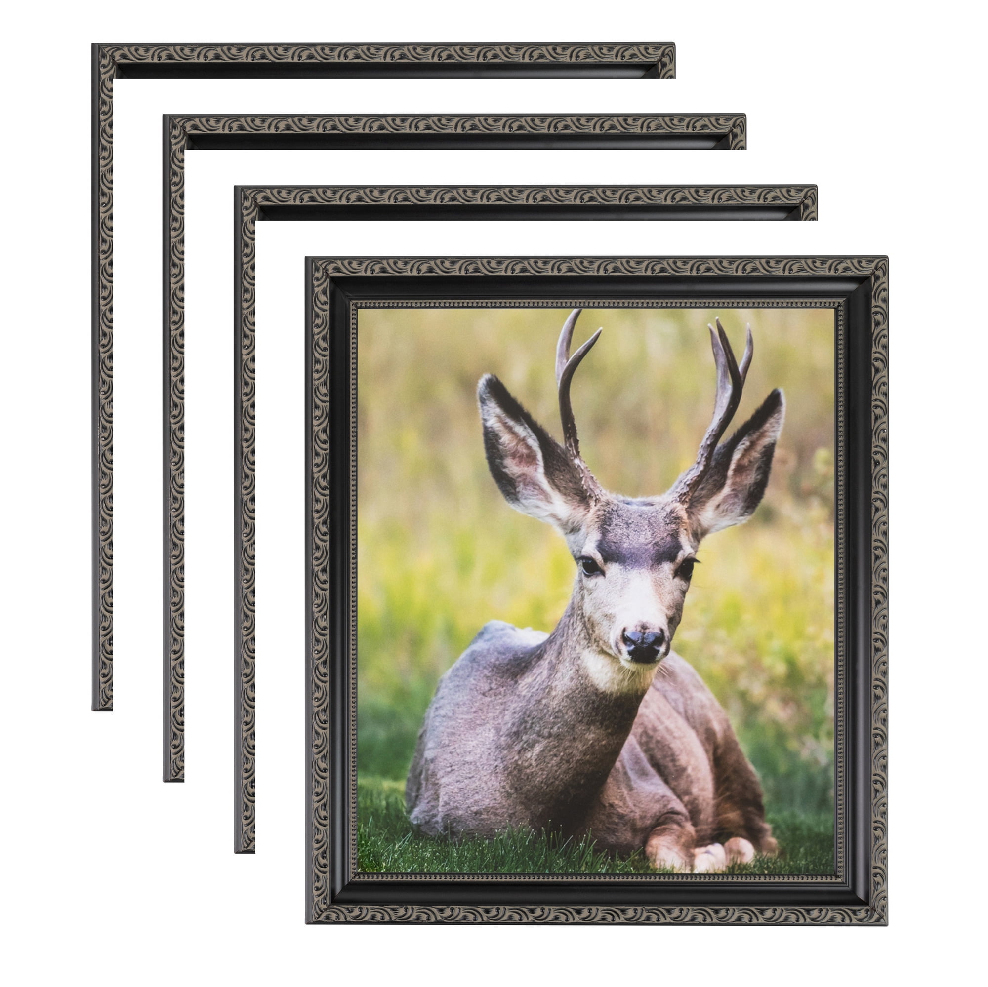 ArtToFrames 12" x 16" Antique Black Picture Frame, 12x16 inch Black Wood Poster Frame (WOM-5106), 4 Pack