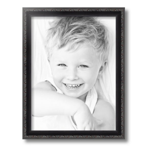 ArtToFrames 12" x 16" Black with Beads Picture Frame, 12x16 inch Black Wood Poster Frame (WOM-4625)
