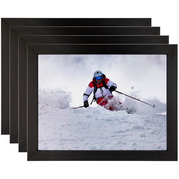 ArtToFrames 12" x 16" Black Stain Picture Frame, 12x16 inch Black Wood Poster Frame (WOM-4088), 4 Pack