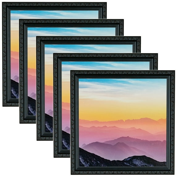 ArtToFrames 12" x 16" Black with Beads Picture Frame, 12x16 inch Black Wood Poster Frame (WOM-4625), 5 Pack