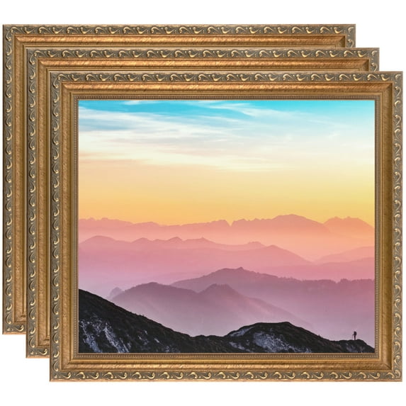 ArtToFrames 12" x 16" Dark Gold Picture Frame, 12x16 inch Gold Wood Poster Frame (WOM-4553), 3 Pack