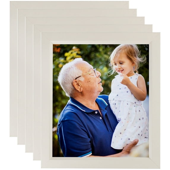 ArtToFrames 12" x 16" Slanted Lip White Picture Frame, 12x16 inch White Wood Poster Frame (WOM-4825), 5 Pack