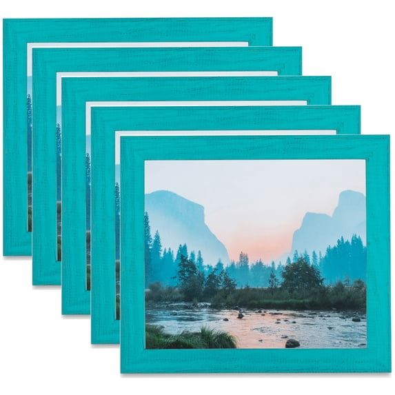 ArtToFrames 12" x 16" Turquoise Picture Frame, 12x16 inch Blue Wood Poster Frame (WOM-4588), 5 Pack