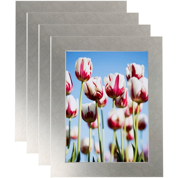 ArtToFrames 12" x 18" Metallic Deco Silver Picture Frame, 12x18 inch Silver MDF Poster Frame (WOM-4501), 4 Pack