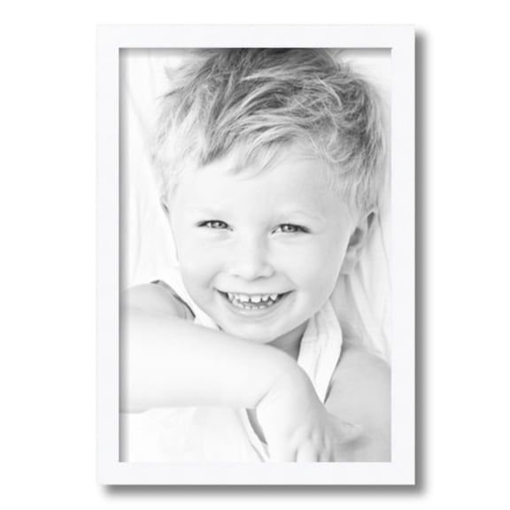 ArtToFrames 12" x 18" Satin White Picture Frame, 12x18 inch White Wood Poster Frame (WOM-4655)