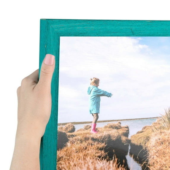 ArtToFrames 12" x 21" Aqua Picture Frame, 12x21 inch Green Wood Poster Frame (WOM-4428)