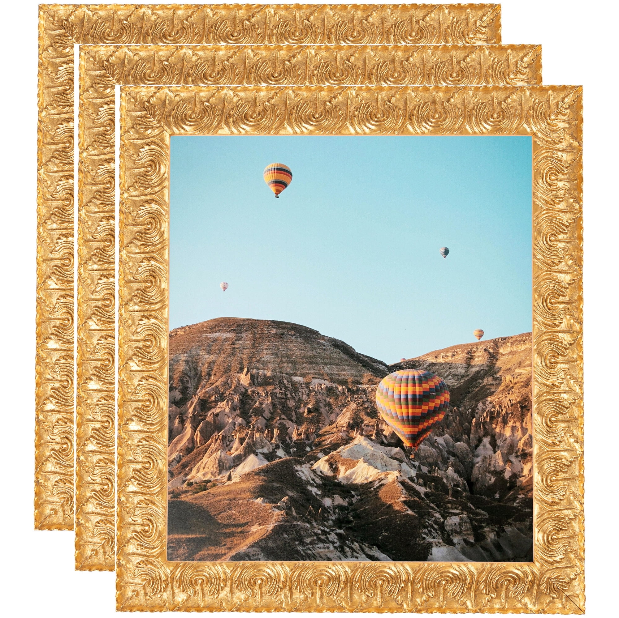 ArtToFrames 12 x 24 1.75 wide Gold and Black Picture Frame 12x24 inch Gold Wood Poster Frame WOM 4902 3 Pack