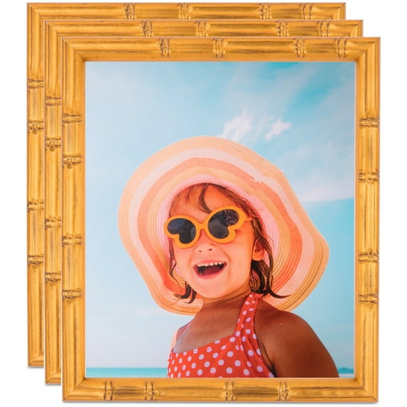 ArtToFrames 12" x 24" 1" - Gold Bamboo large Picture Frame, 12x24 inch Gold Wood Poster Frame (WOM-4877), 3 Pack