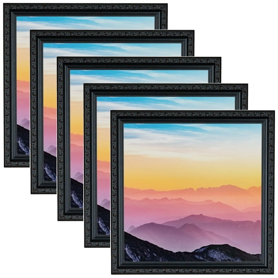 ArtToFrames 12" x 24" Black with Beads Picture Frame, 12x24 inch Black Wood Poster Frame (WOM-4625), 5 Pack