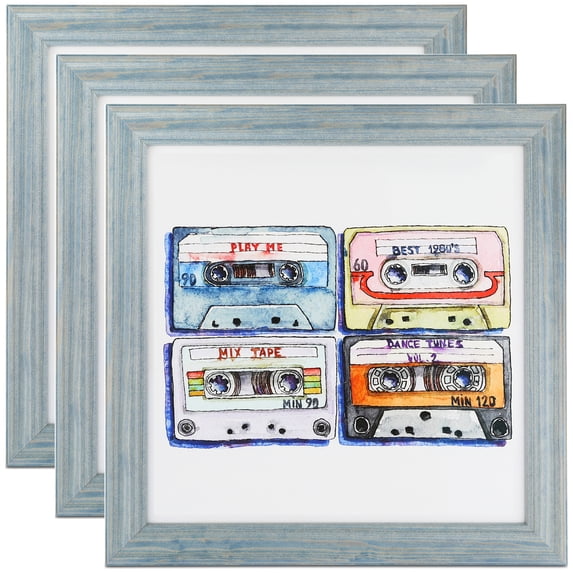 ArtToFrames 12" x 24" Blue Picture Frame, 12x24 inch Blue Wood Poster Frame (WOM-4377), 3 Pack