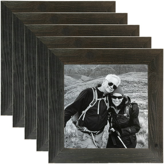 ArtToFrames 12" x 24" Real Reclaimed Charcoal Barnwood Picture Frame, 12x24 inch Black Wood Poster Frame (WOM-4815), 5 Pack