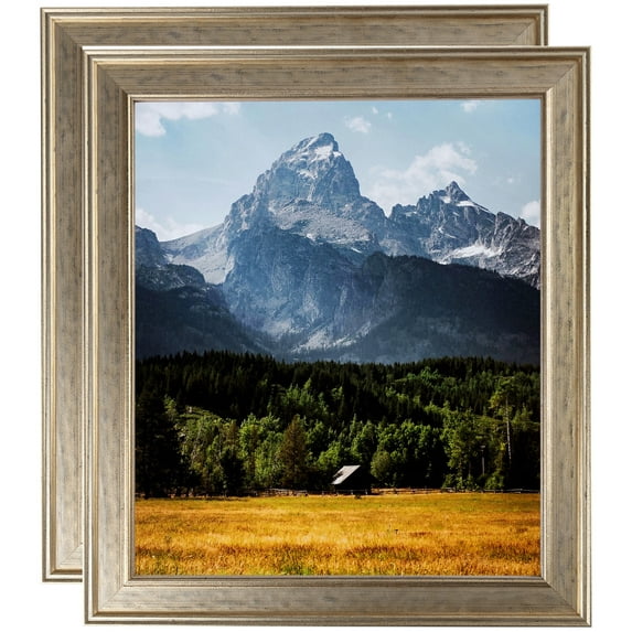 ArtToFrames 12" x 24" Silver Panel Picture Frame, 12x24 inch Multi Wood Poster Frame (WOM-5094), 2 Pack