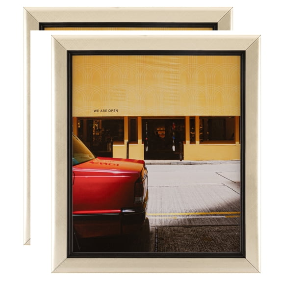 ArtToFrames 12" x 24" Silver with Black Lip Picture Frame, 12x24 inch Multi Wood Poster Frame (WOM-5193), 2 Pack