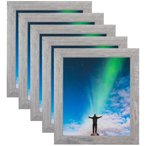 ArtToFrames 12" x 24" Winter White Barnwood 1.5 Inch Picture Frame, 12x24 inch Brown MDF Poster Frame (WOM-4661), 5 Pack