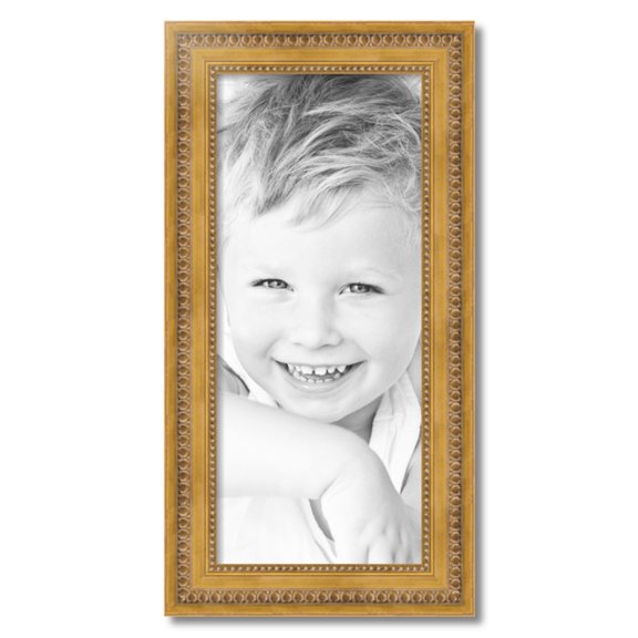 ArtToFrames 12" x 28" Gold Picture Frame, 12x28 inch Gold Wood Poster Frame (WOM-4166)