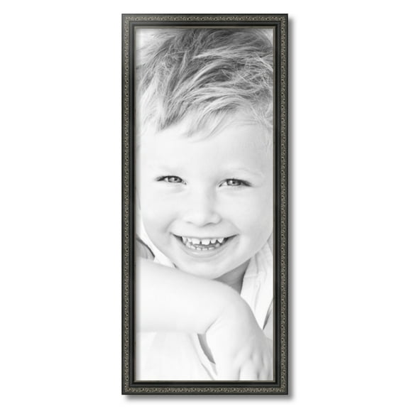 ArtToFrames 12" x 30" Antique Black Picture Frame, 12x30 inch Black Wood Poster Frame (WOM-5106)