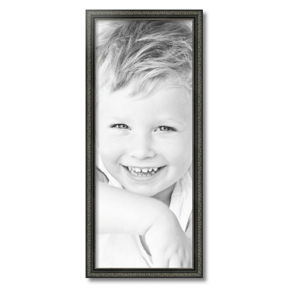 ArtToFrames 12" x 30" Antique Black Picture Frame, 12x30 inch Black Wood Poster Frame (WOM-5106)
