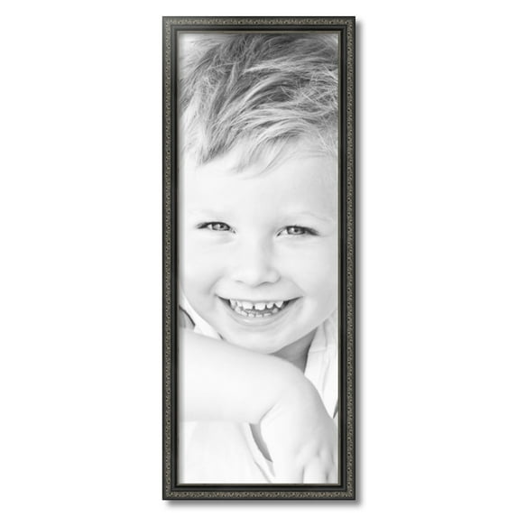 ArtToFrames 12" x 33" Antique Black Picture Frame, 12x33 inch Black Wood Poster Frame (WOM-5106)