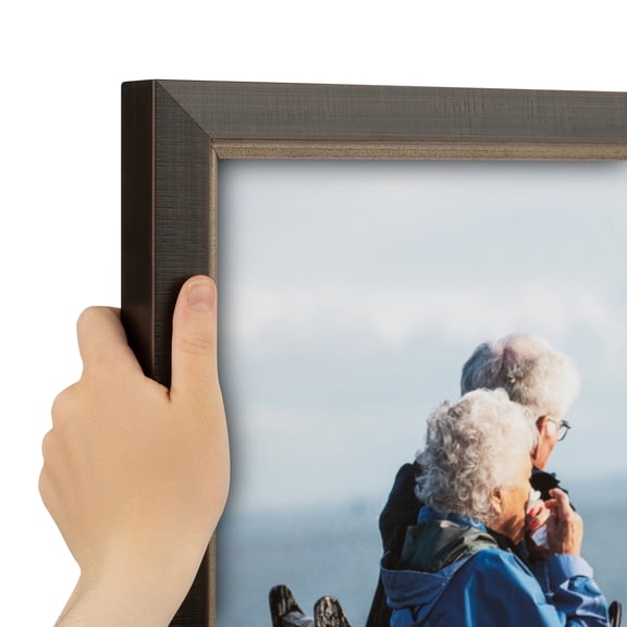 ArtToFrames 12" x 36" Cimarron Walnut Silver Picture Frame, 12x36 inch Silver Wood Poster Frame (WOM-5223), Pack