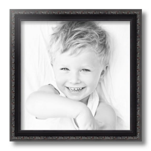ArtToFrames 12" x 12" Black with Beads Picture Frame, 12x12 inch Black Wood Poster Frame (WOM-4625)