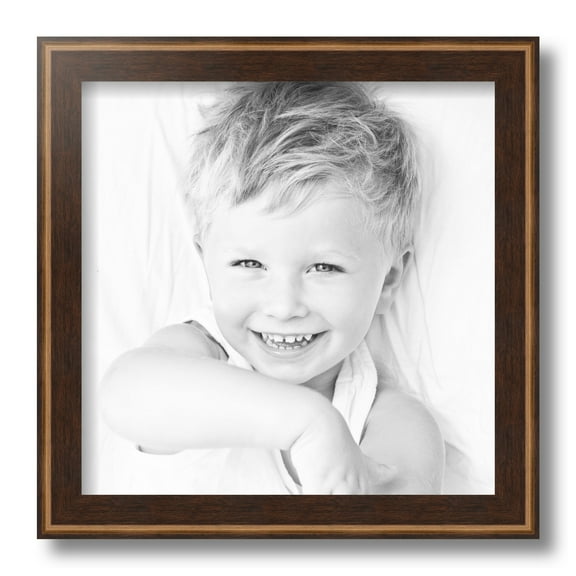 ArtToFrames 12x12 Inch Contrast Walnut Picture Frame, This Brown Wood Poster Frame is Great for Your Art or Photos, Comes with Regular Glass (4932)