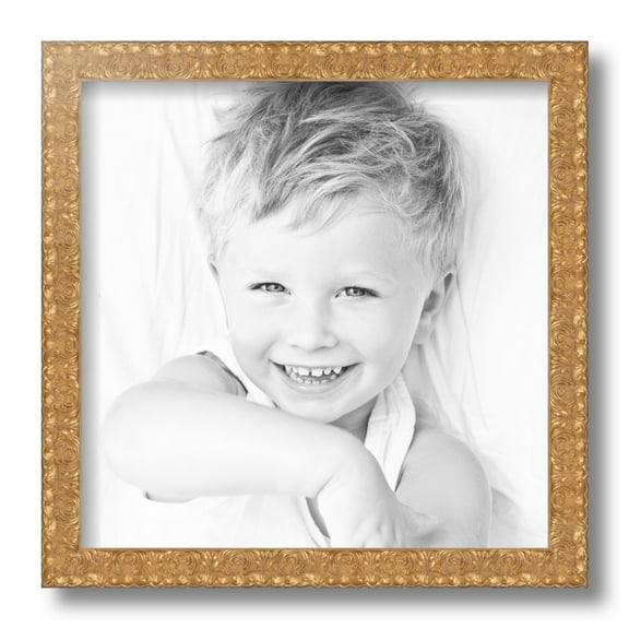 ArtToFrames 12x12 Inch Gold Picture Frame, This Gold Wood Poster Frame is Great for Your Art or Photos, Comes with Regular Glass (4901)
