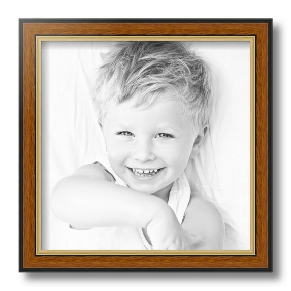 ArtToFrames 12x12 Inch Medium Tri-colored Frame Picture Frame, This Brown MDF Poster Frame is Great for Your Art or Photos, Comes with Regular Glass (4446)