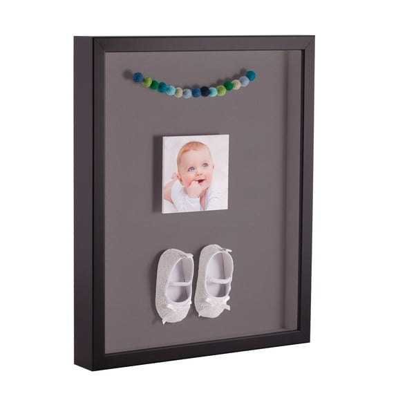 ArtToFrames 12x12 Inch Shadow Box Picture Frame, with a Satin Black Tall 1 Wide Shadowbox frame and Pewter Mat Backing (4654)