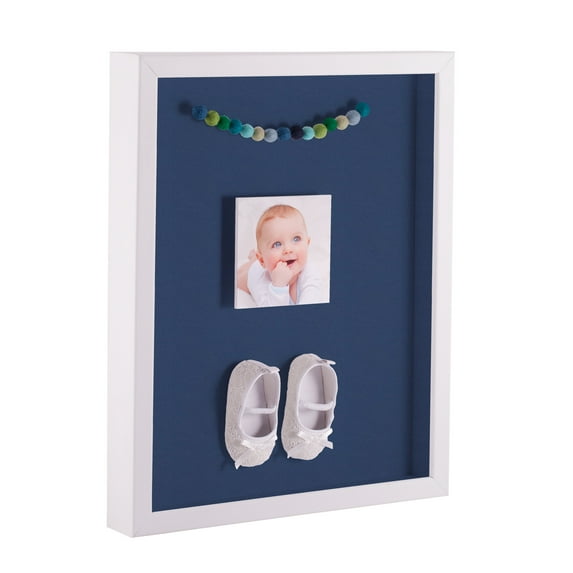 ArtToFrames 12x12 Inch Shadow Box Picture Frame, with a Satin White 1 Wide Shadowbox frame and Delft Blue Mat Backing (4655)
