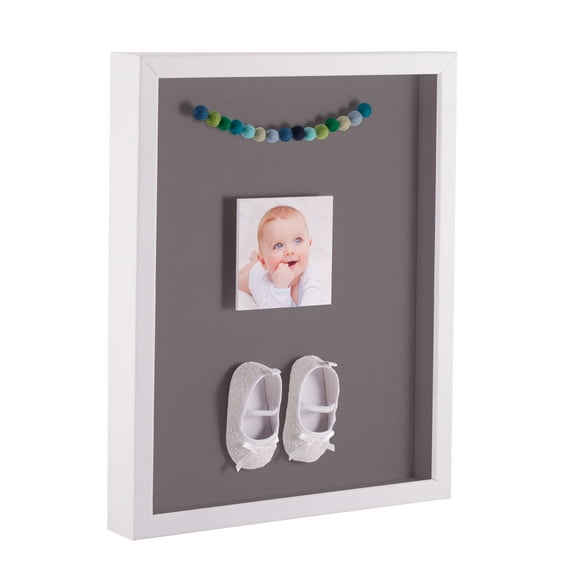 ArtToFrames 12x12 Inch Shadow Box Picture Frame, with a Satin White 1 Wide Shadowbox frame and Pewter Mat Backing (4655)