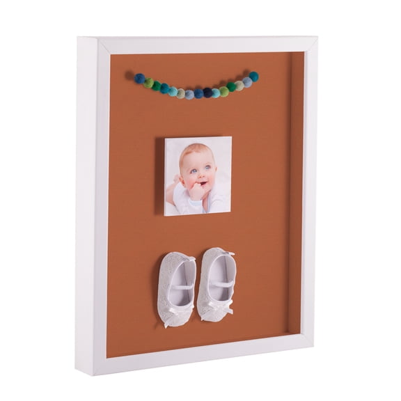 ArtToFrames 12x12 Inch Shadow Box Picture Frame, with a Satin White 1 Wide Shadowbox frame and Red Orange Mat Backing (4655)