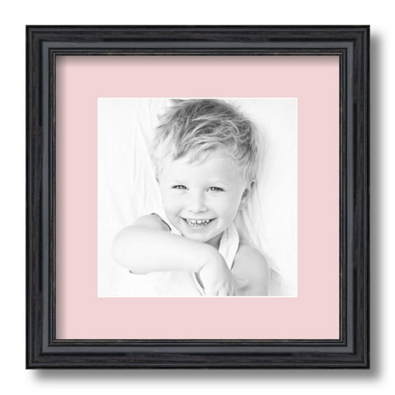 ArtToFrames 12x12 Matted Picture Frame with 8x8 Single Mat Photo Opening Framed in 1.25 Black Stain on Solid Red Oak and 2 Hollyhock Mat (FWM-4083-12x12)