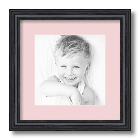ArtToFrames 12x12 Matted Picture Frame with 8x8 Single Mat Photo Opening Framed in 1.25 Black Stain on Solid Red Oak and 2 Hollyhock Mat (FWM-4083-12x12)