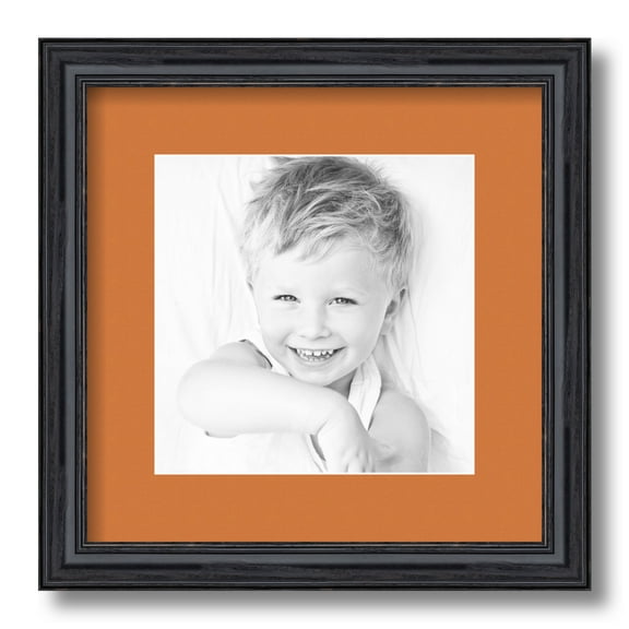 ArtToFrames 12x12" Matted Picture Frame with 8x8" Single Mat Photo Opening Framed in 1.25" Black Stain on Solid Red Oak and 2" Octoberfest Mat (FWM-4083-12x12)