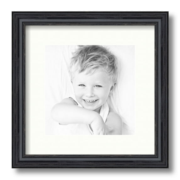ArtToFrames 12x12 Matted Picture Frame with 8x8 Single Mat Photo Opening Framed in 1.25 Black Stain on Solid Red Oak and 2 Porcelain Mat (FWM-4083-12x12)