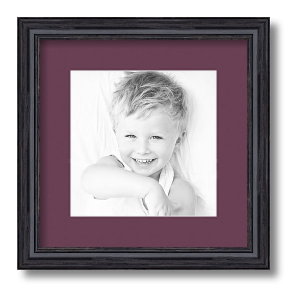 ArtToFrames 12x12" Matted Picture Frame with 8x8" Single Mat Photo Opening Framed in 1.25" Black Stain on Solid Red Oak and 2" Ruby Mat (FWM-4083-12x12)