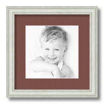 ArtToFrames 12x12" Matted Picture Frame with 8x8" Single Mat Photo Opening Framed in 1.25" Off White Wash on Ash and 2" Brique Mat (FWM-4098-12x12)