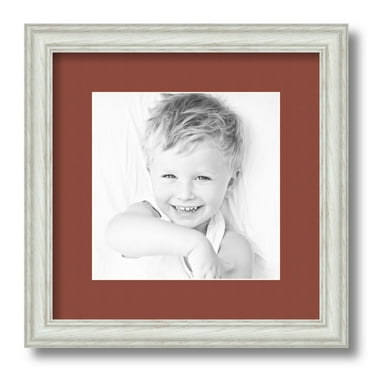 ArtToFrames 12x12 Matted Picture Frame with 8x8 Single Mat Photo Opening Framed in 1.25 Off White Wash on Ash and 2 Cognac Mat (FWM-4098-12x12)