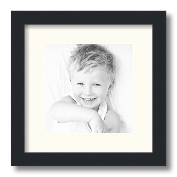 ArtToFrames 12x12" Matted Picture Frame with 8x8" Single Mat Photo Opening Framed in 1.25" Satin Black and 2" Chantilly Mat (FWM-3926-12x12)