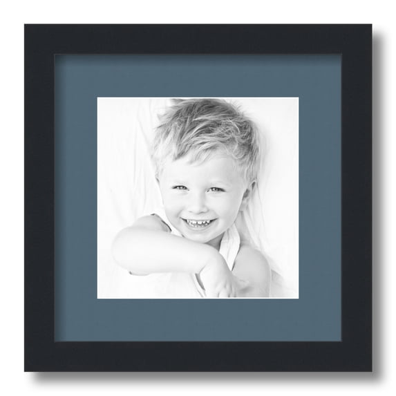 ArtToFrames 12x12" Matted Picture Frame with 8x8" Single Mat Photo Opening Framed in 1.25" Satin Black and 2" Dutch Blue Mat (FWM-3926-12x12)