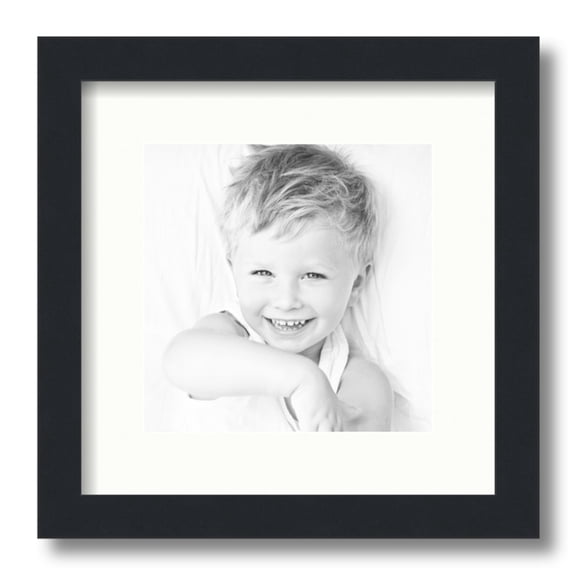 ArtToFrames 12x12 Matted Picture Frame with 8x8 Single Mat Photo Opening Framed in 1.25 Satin Black and 2 Fabric White Mat (FWM-3926-12x12)