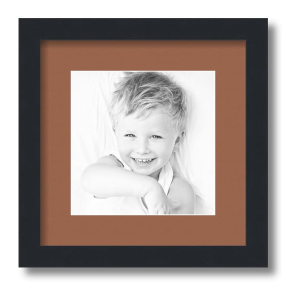 ArtToFrames 12x12 Matted Picture Frame with 8x8 Single Mat Photo Opening Framed in 1.25 Satin Black and 2 Paloma Mat (FWM-3926-12x12)