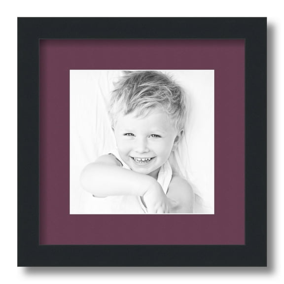 ArtToFrames 12x12" Matted Picture Frame with 8x8" Single Mat Photo Opening Framed in 1.25" Satin Black and 2" Ruby Mat (FWM-3926-12x12)