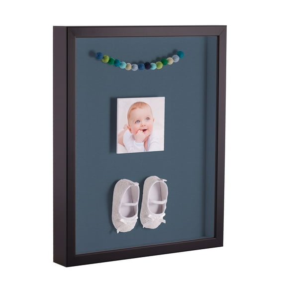 ArtToFrames 12x14 Inch Shadow Box Picture Frame, with a Satin Black Tall 1 Wide Shadowbox frame and Dutch Blue Mat Backing (4654)