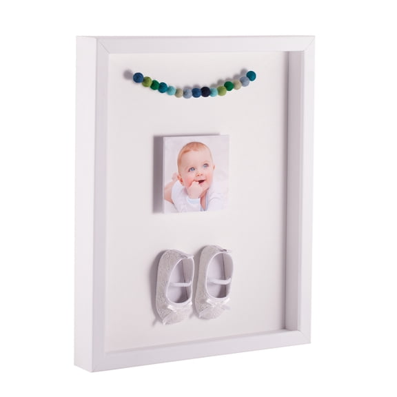 ArtToFrames 12x14 Inch Shadow Box Picture Frame, with a Satin White 1 Wide Shadowbox frame and Fabric White Mat Backing (4655)