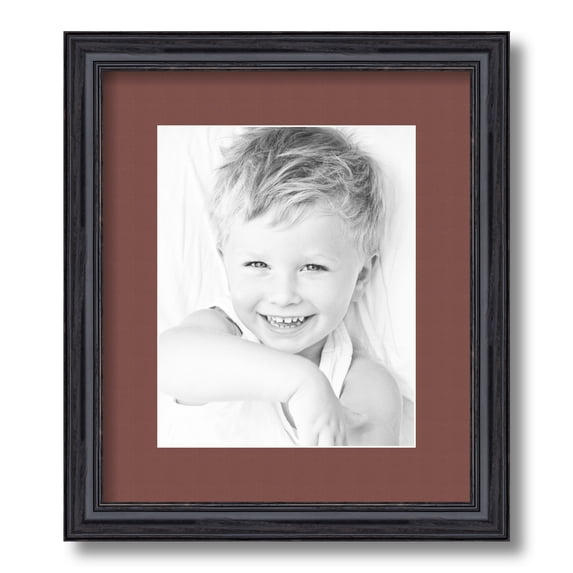 ArtToFrames 12x14" Matted Picture Frame with 8x10" Single Mat Photo Opening Framed in 1.25" Black Stain on Solid Red Oak and 2" Brique Mat (FWM-4083-12x14)